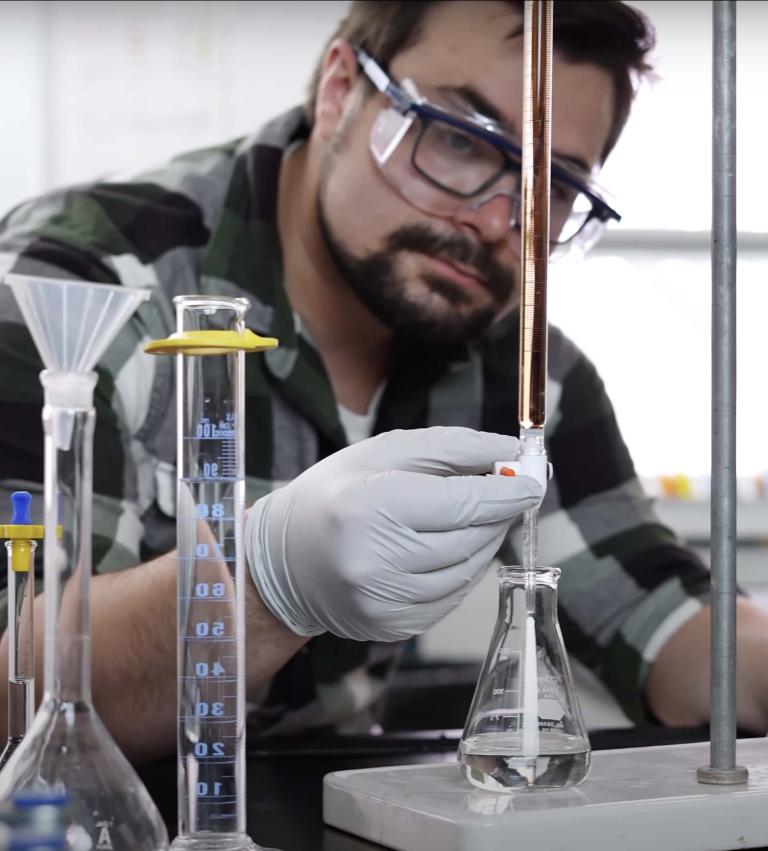 Chemistry student working in the lab