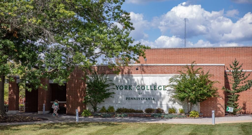 From distance view of York entry single with trees all around