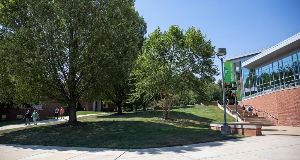 photo of the Waldner Performing Arts Center on a sunny day.