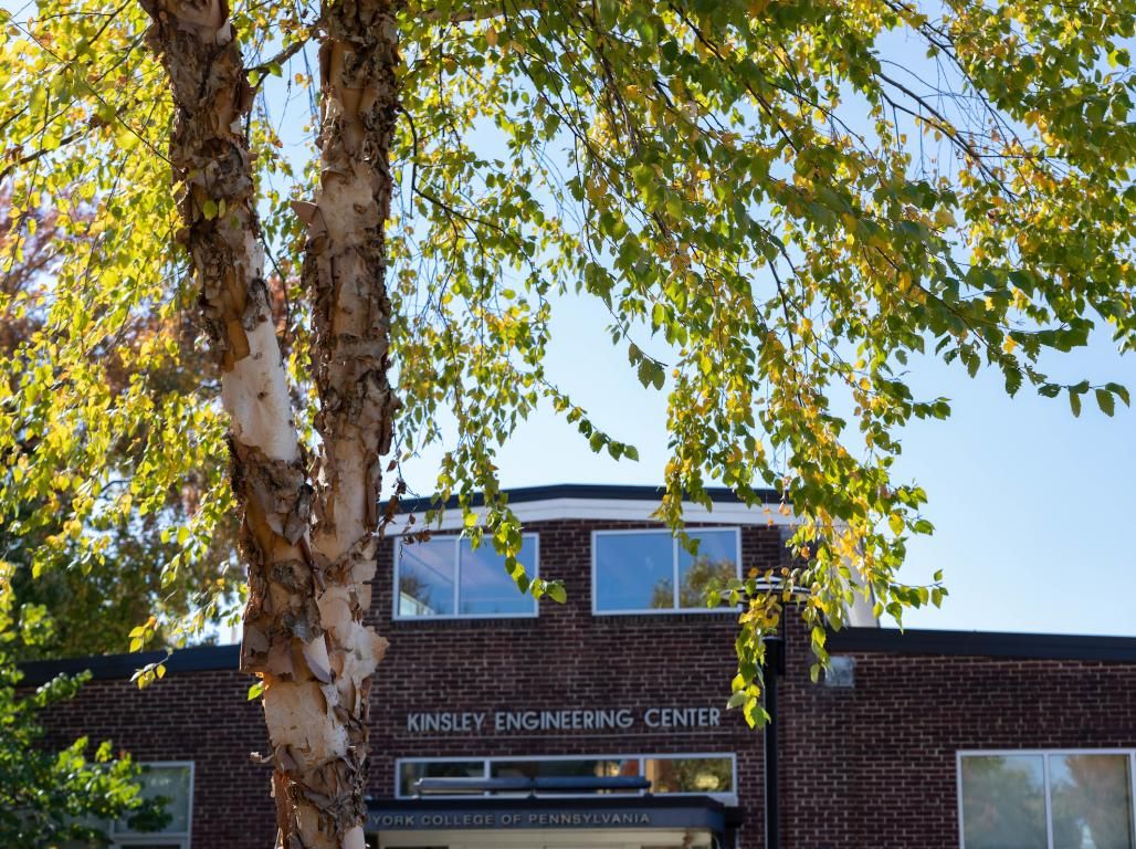 An exterior photo of the Kinsley Engineering Center.