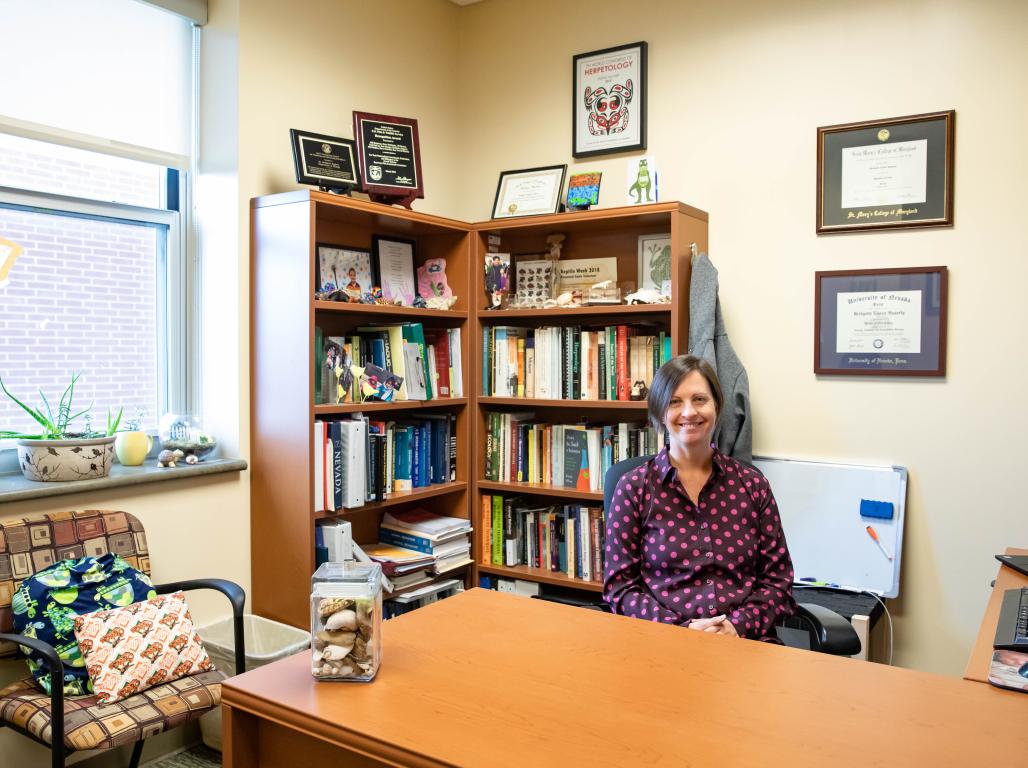 Bridgette Hagerty sitting at desk