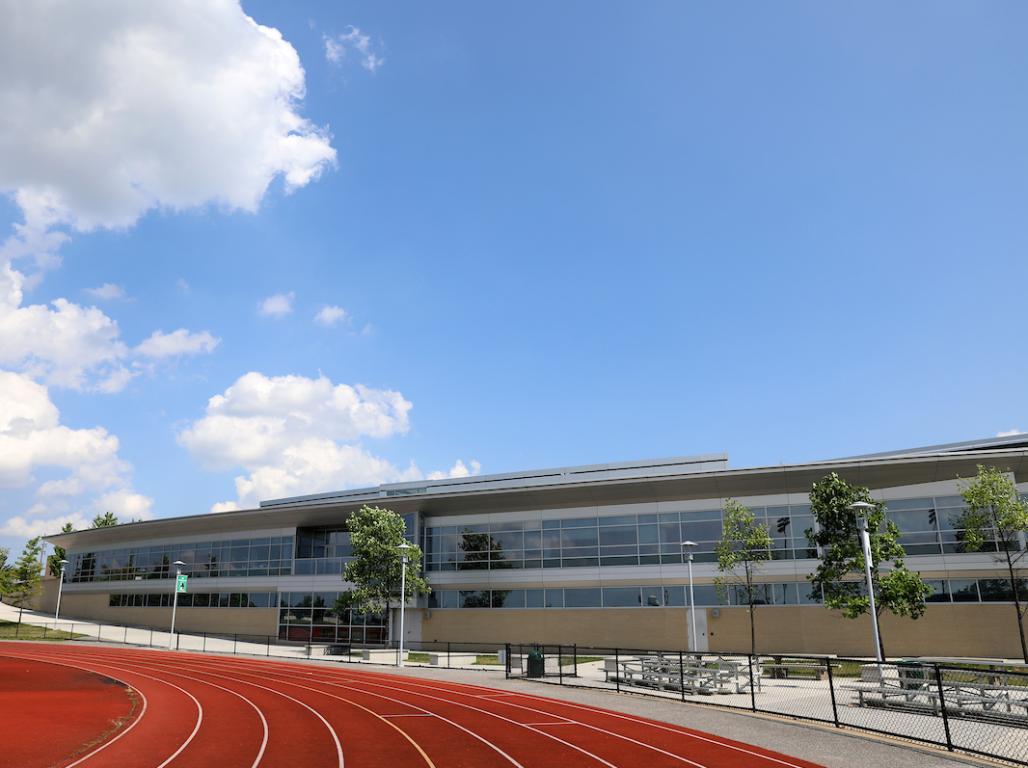 An exterior photo of the Grumbacher Sport and Fitness Center.