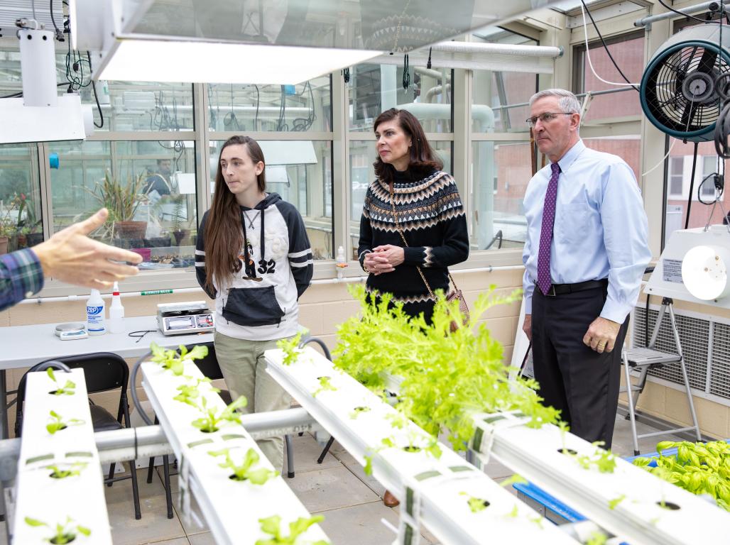 Students and Faculty getting a tour of the new Horticulture Center at York College