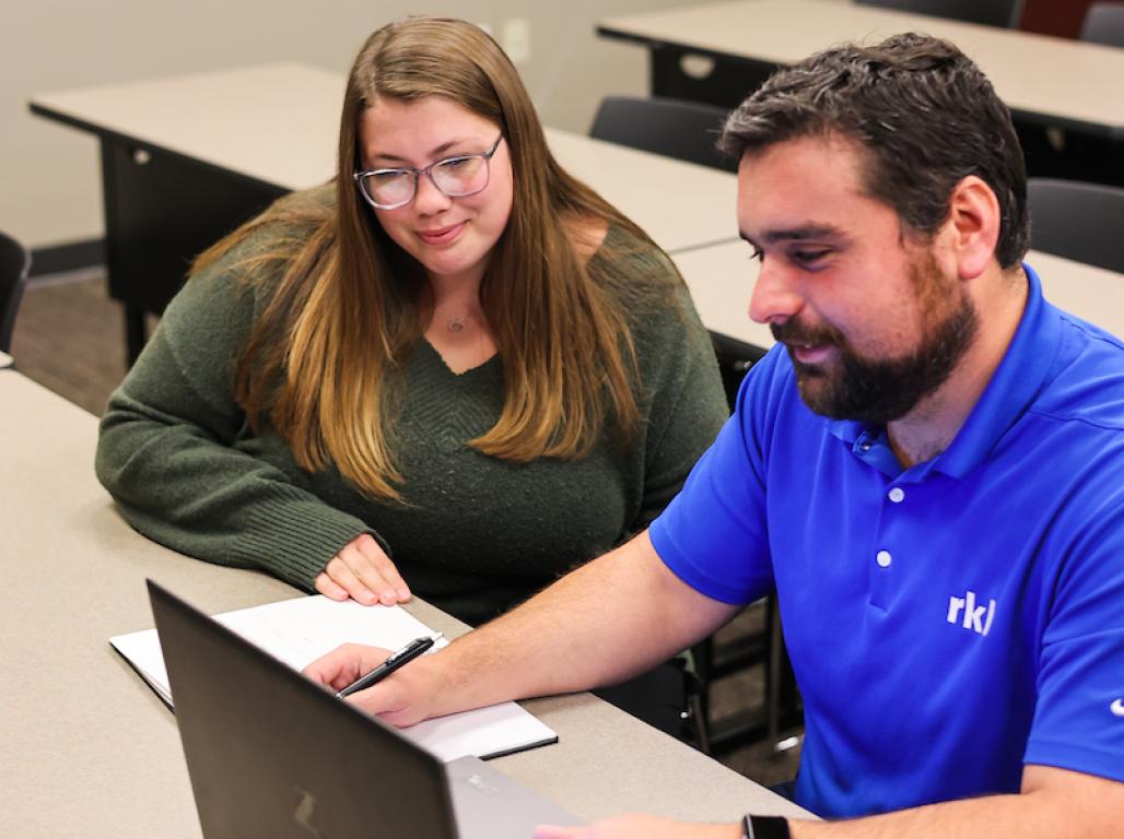 Joclyn Hunsicker '21 (left) and Jake Stehman of RKL (right).