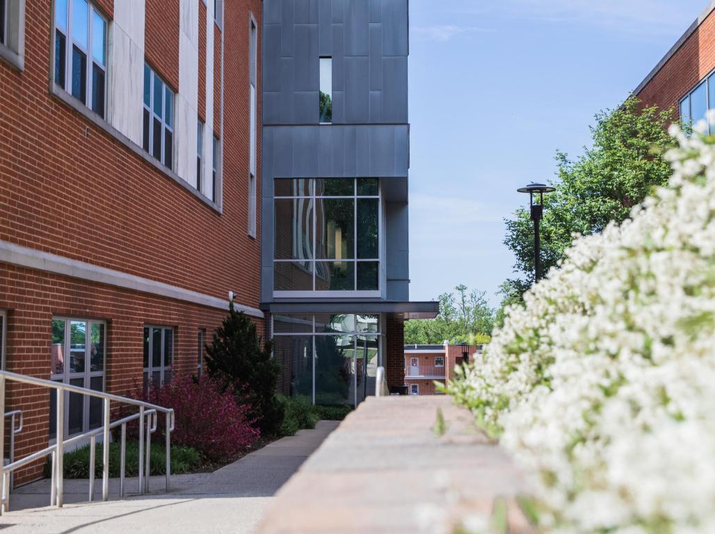 The pathway to the right entrance of the Willman Business Center.