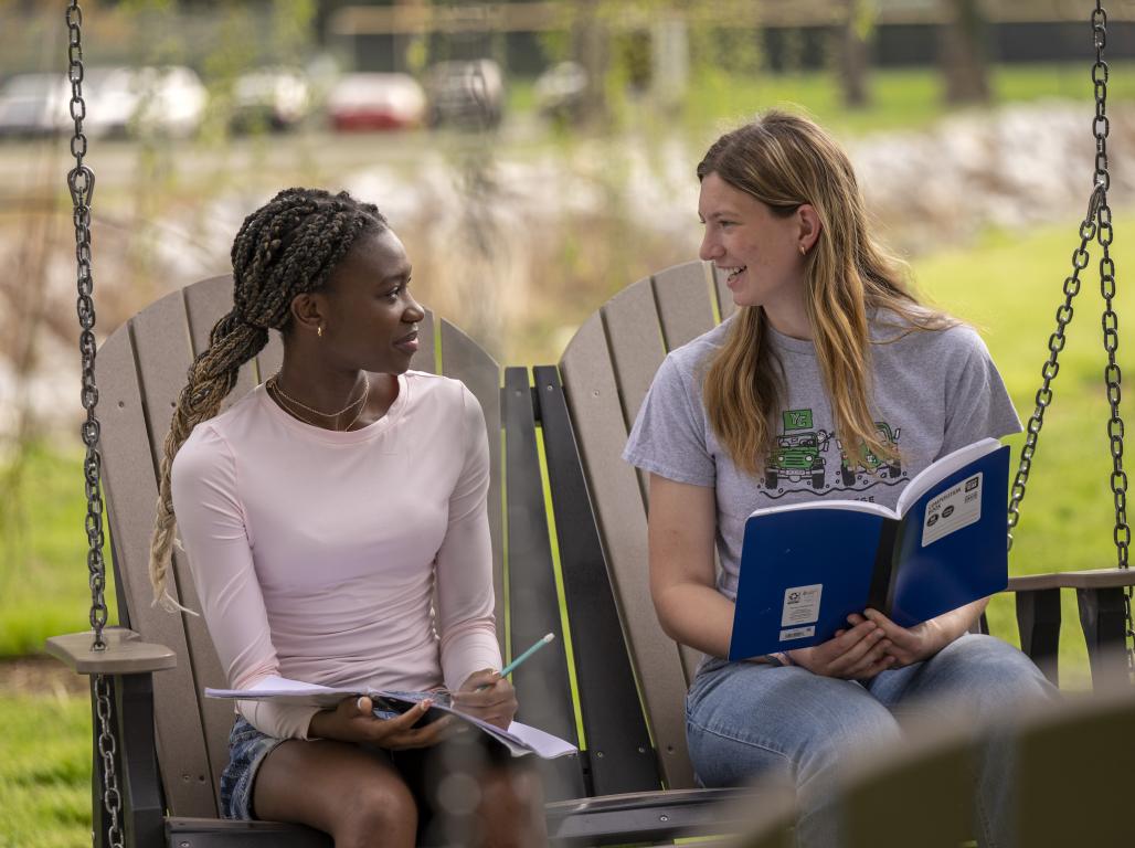 College Students Studying Outdoors 