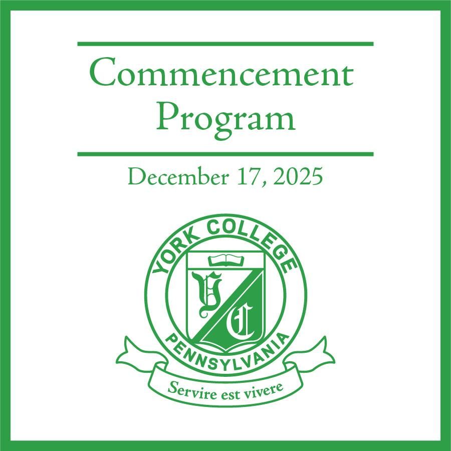 The cover of the December 2025 Commencement program with the college seal