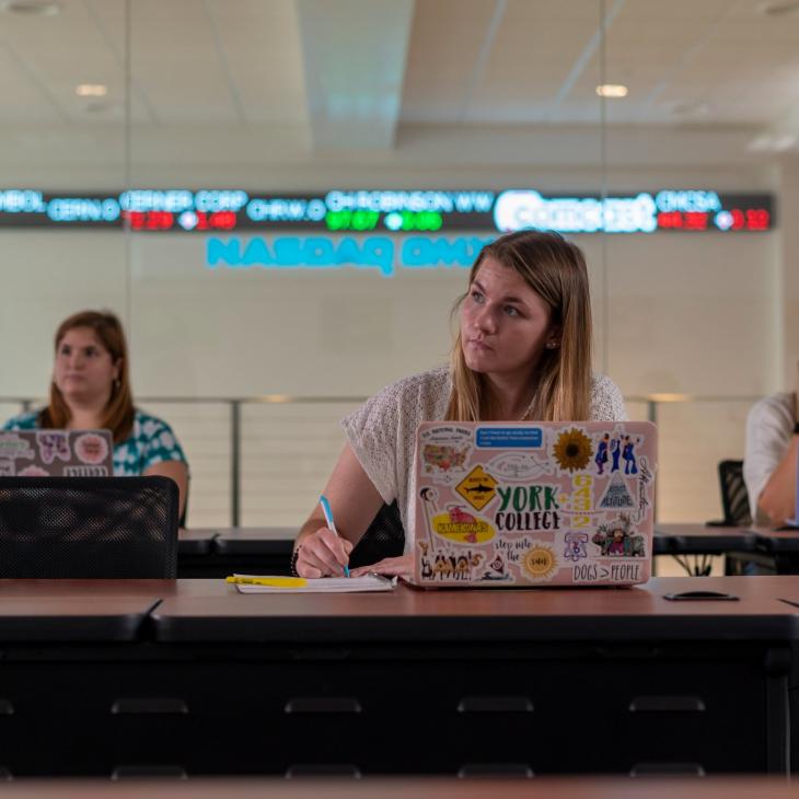 Students with Stock Ticker