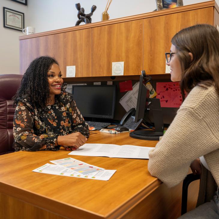 A student in an academic coaching session.