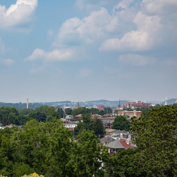 Skyline view of York City from the Yorkview balcony.