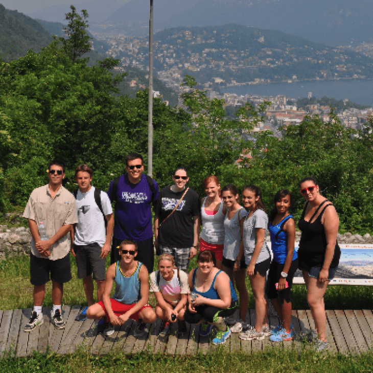Group shot of students studying abroad in Lake Como Italy